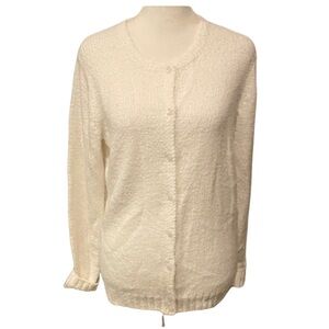 Leon Levin Hand Loomed Women's White Cardigan Sweater. Size S. 100% Acrylic.